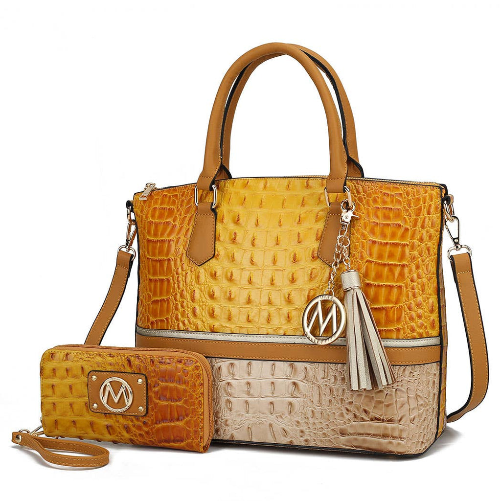 Autumn Crocodile Skin Tote Bag with Wallet by Mia k