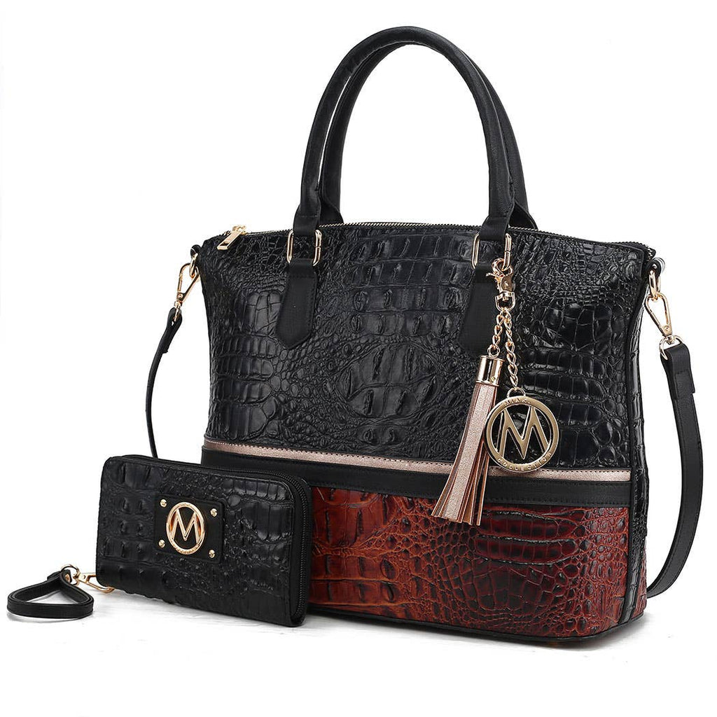 Autumn Crocodile Skin Tote Bag with Wallet by Mia k