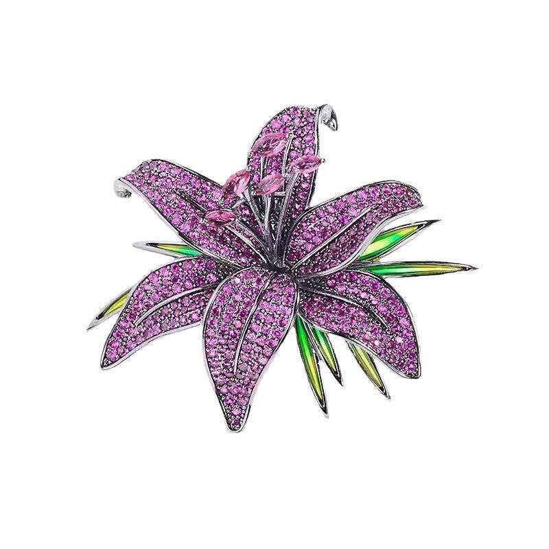 Luxury Lily Brooch Elegant Floral Brooch with Rhinestones