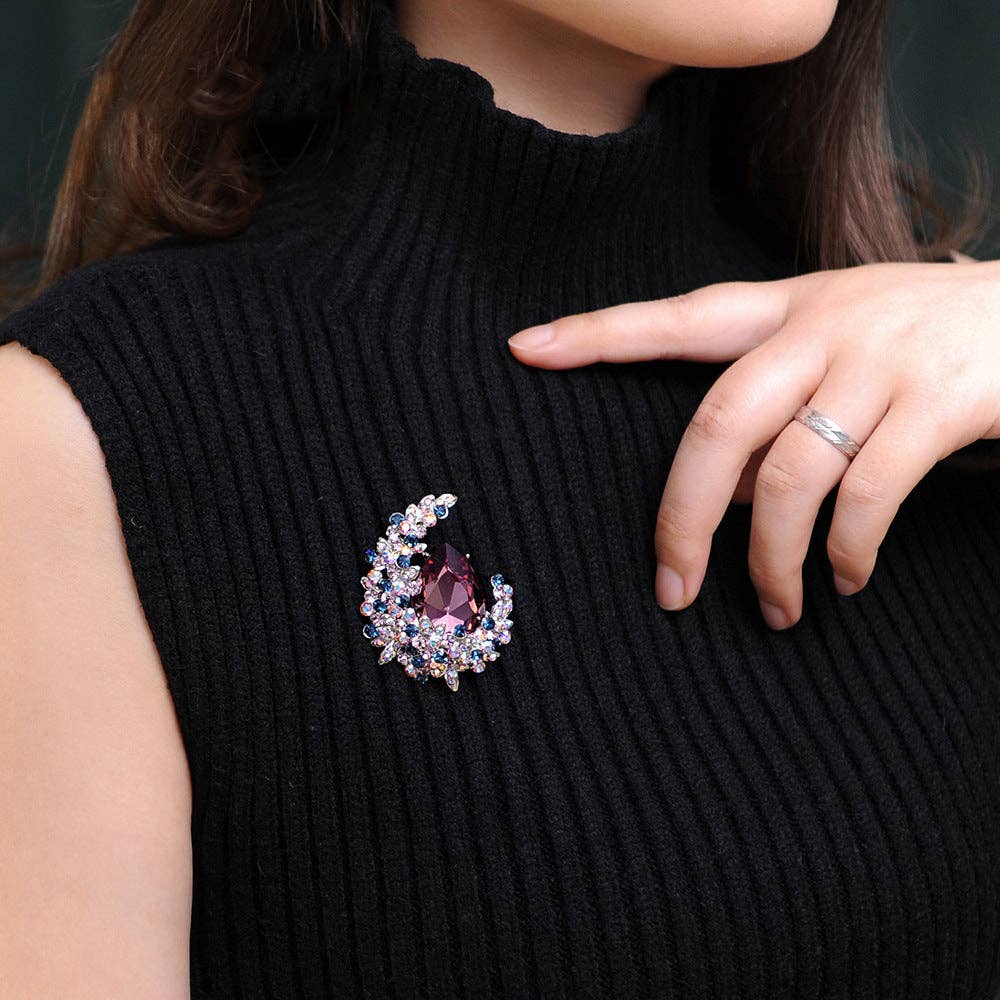 Crystal Moon Brooch For Women Stylish All-Season Accessory